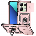 Skirtas Xiaomi Poco M6 Pro 4G Case Armor Slide Camera Protect Funda For PocoM6Pro Poko Little M 6 Pro M6Pro magnetinio laikiklio žiedo dangtelis For Poco M6 Pro 4G žalia
