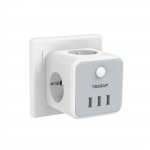 TESSAN juodas USB lizdas, standartiniai 6 in 1 Tee lizdai su 3 USB prievadais, kelių sieninių lizdų &scaron;akotuvas su jungikliu, USB įkroviklis, suderinamas su telefonu, plan&scaron;etinis kompiuteris 3 Outlets 3 USB A Ports pilka spalva