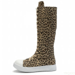 Auk&scaron;tos klasės dirželis moteri&scaron;ki batai pavasario naujiena plius dydžio moteri&scaron;ki batai &scaron;oninis užtrauktukas drobė ilgo aulo dizainas moteri&scaron;ki batai platforma 39 leopardas