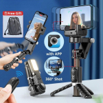 Q18 Gimbal Stabilizatorius Stalinis 360&deg; Apsukimo Kadras I&scaron;maniojo Telefono Asmenukių Lazda Trikojis su Papildomu Ap&scaron;vietimu Android IOS