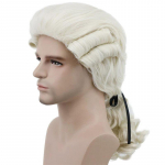 Sintetinių plaukų kolonijinio stiliaus cosplay perukas teisininkui, &scaron;viesūs perukai, ilgi garbanoti banguoti perukai unisex suaugusiems, Va&scaron;ingtono kostiumas