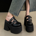 Naujo stiliaus prabangūs moteri&scaron;ki &scaron;lepetės didesnio dydžio moterims Dydis 34-43 Vasara 11 cm Storas padas Zapatos Mujer 34 juoda