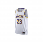 Nike NBA Los Andželo &bdquo;Lakers&ldquo; LeBrono Jameso asociacijos leidimas &bdquo;Swingman Dri-FIT&ldquo; mar&scaron;kinėliai, balti vyri&scaron;ki gatvės drabužiai DN2081-103 XXL
