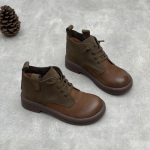 Rudeniniai Vintažiniai Neslystantys Aulinukai, Plok&scaron;čiapadžiai Vieno Boto, Elastiniai Mink&scaron;tos Odos Moteri&scaron;ki Batai 38 kava/pilka