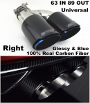 Universalus blizgus 100% tikro anglies pluo&scaron;to 63 mm įleidimo, 89 mm i&scaron;leidimo automobilio SUV dvigubo vamzdžio de&scaron;inės pusės i&scaron;metimo vamzdžio galinė duslintuvo apdaila Mėlyna