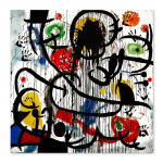 Obraz na pł&oacute;tnie abstrakcja Joan Miro 50x50 cm