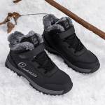Žieminiai batai vyrams lauko vandeniui atsparūs suvarstomi odiniai &scaron;ilti sniego aulinukai moterims lauko neslystantys darbo auk&scaron;takulniai laisvalaikio batai 10.5 juoda