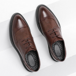 Madingi Rankų Darbo Vyri&scaron;ki Oksfordo Batai Pilkos Odos Brogues Vyri&scaron;ki Oficiniai Batai Klasikiniai Verslo Formalūs Batai Vyrui Vestuvės Zapatillas Hombre 38 ruda