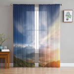 Shangri-La Prabangios &Scaron;ifono Permatomos Užuolaidos Svetainei Miegamojo Dekoravimui Langų Voilės Tiulio Užuolaida 135W x 114H(cm)