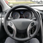 Custom Car Steering Wheel Cover For Hyundai Elantra 3 Sport Avante i30 (Tourer) Leather Braid For Steering Wheel DIY Smooth black