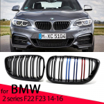 Car Front Bumper Grilles Kidney Racing Grill For BMW 2 series F22 F23 F87 M2 2014-19 Double Slat Replacement Grille Accessories All Black