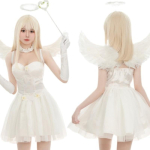 Tamsus angelas Helovinas Anime Cosplay Kostiumai Gotikinė Lolitos Punk suknelė Animacijos &scaron;ou Moteri&scaron;ka vaiduoklė nuotakos vaidmenų žaidimas Demono kostiumas S white