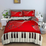 Muzikos Natos Lovos Patalynės Komplektas Antklodės Užvalkalų Komplektas Fortepijono Klavi&scaron;ai Klaviatūra Lovos Komplektas Klasikinės Muzikos Melodija Antklodės Užvalkalas Dygsniuotos Antklodės Užvalkalas Kambario Dekoras EU Single(135*200cm)3pcs