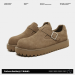 Birkenstocks nauji žiemos odiniai derby batai platforminiai paauk&scaron;tinantys batai lengvi kasdieniai medvilniniai batai 39 chaki