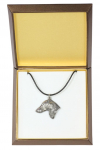 Saluki, Persian Greyhound, Arabian hound - Dog necklace in gift box, silver-plated locket for dog fan, striking pendant by Art-Dog brand