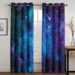 Galaktikos kosmoso užuolaidos, 2 vnt. rinkinys svetainei, miegamajam, tamsinančios, dekoratyvinės meno užuolaidos su kabliukais 100W130H(CM)40x51in&Grommet Top