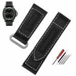 Panerai Lumino PAM01118/PAM01661/PAM441 laikrodžio apyrankė Lipni anglies pluo&scaron;to languota nailoninė Didelio ciferblato vyri&scaron;ka Apyrankės priedai 24mm