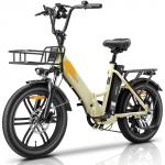 Kaisda K201 A Sulankstomas Suaugusiųjų Elektrinis Dviratis su 350W Varikliu, 36V 20.8AH Baterija, Maksimali Apkrova 150KG, Idealiai Tinka Važiavimui Sniegu ir Beasfaltėmis Dangomis balta