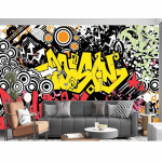 Gatvės grafiti tapetai Nuimami graffiti tapetai, tinkantys KTV baro restorano dekorui dideli graffiti tapetai 200 cm(W) x 140 cm(H)