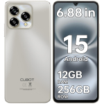 CUBOT A40 I&scaron;manusis telefonas Android 15, 12GB+256GB/1TB, 6.88 HD+ 120Hz Ekranas, 48MP Kamera, 5100mAh, 4G Dvi SIM kortelės/Veido ID/OTG/NFC/GPS/Dvigubi Garsiakalbiai pilka