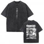 VINLAND SAGA Manga Grafiniai Mar&scaron;kinėliai Thorfinn Vintage I&scaron;plauti Oversized Mar&scaron;kinėliai Vyri&scaron;ki Moteri&scaron;ki Drabužiai Vasariniai Medvilniniai Trumpomis Rankovėmis T-Mar&scaron;kinėliai M black