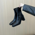 Auk&scaron;takulnės Moteri&scaron;kos Ankle Boots Pavasaris Ruduo Naujos Mink&scaron;tos Odos Stori Kulniukai Temperamentingos Trumpos Batai Vienspalviai Chelsea Botines Mujer 35 juoda