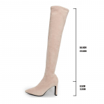 Eleganti&scaron;ki moteri&scaron;ki stiletto auk&scaron;takulniai vir&scaron; kelių batai Smailus pir&scaron;tas Įsispiriami Ilgi Botas Mujer 2025 Rudens liekni veliūriniai &scaron;launų auk&scaron;čio batai 35 abrikosas