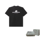 Balenciaga Sportinės aprangos Logotipo raidžių spaudinys Apvalus kaklas Trumpomis rankovėmis SS24 Mar&scaron;kinėliai Laisvo kirpimo Unisex Juoda 764235TQVT91083 XS-Original Gift Bag + Original Gift Box black