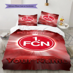 Vardas Individualus 1.FC N&uuml;rnberg Logotipo Ra&scaron;tas Lovos Patalynės Komplektas Antklodės Užvalkalas Pagalvės Užvalkalas Namų Dekoras Dovana (1 * antklodės užvalkalas + 2 * pagalvės užvalkalai, be &scaron;erdies) 140x200cm