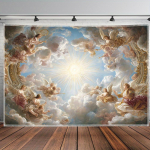 VIKAMA Klasikinis Angelas Dangus Gobelenas Barokinis Religinis Menas Fonas Buo stilius &Scaron;vytinčio Prabangos Stilius Svetainės Dekoracija 150x100cm(60x40in)