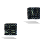 Les Tr&eacute;sors De Lily [Q4071] - Boucles Argent 'Sissi' noir (rhodi&eacute;) - 7x7 mm (carr&eacute;s)