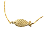7bis [Q6052] - Bracelet artisanal 'Poisson' dor&eacute; - 15x7 mm auksas