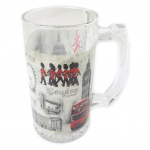 Les Tr&eacute;sors De Lily [P0322] - Chope &agrave; bi&egrave;re verre 'So British' rouge blanc - 22. 5x9 cm