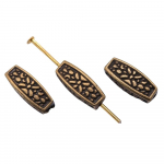 10 vnt. ilgi raižyti karoliukai, papuo&scaron;alai, senovinės bronzos spalvos, 5x13 mm