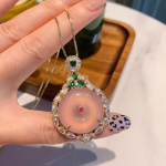 SACE GEMS Klasikinio vario lydinio cirkonio moterų pakabukų karoliai mados dovana rožinė