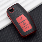 3 mygtukų mink&scaron;tas odinis automobilio nuotolinio valdymo pulto dėklas, skirtas Ford Fiesta Focus 2 Ecosport Kuga Escape Falcon B-Max C-Max Eco Sport Galaxy raudona