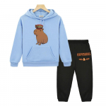 Capybara Hooded Rinkiniai vaiki&scaron;ki prabangūs drabužiai Megztiniai Fleece Striukė y2k Sudadera Rudens anime gobtuvas berniukų drabužiai mergaitėms 130 &scaron;viesiai mėlyna spalva