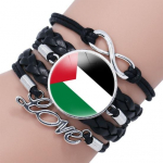 Apvalios Palestinos vėliavos dekoro apyrankė kelių sluoksnių reguliuojama rankų darbo apyrankė metalinė raidžių mazgas dirbtinės odos apyrankė papuo&scaron;alai 3