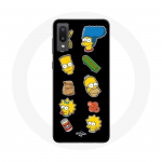 Coque pour Samsung Galaxy A02 Les Simpson autocollants fond noir