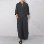 Vyri&scaron;ka islamo Ramadan Jubba Kaftan Dishddash Arab Robe Thobe mar&scaron;kinėlių suknelė Tunika 5XL pilka