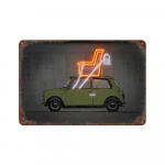 Vintažinis neoninis animacinis policijos automobilis SUV transporto priemonė automobilis retro plakatai metalinė skardos i&scaron;kaba plok&scaron;telė vaikui garažo kambariui namų sienų meno dekoracija 20x30cm