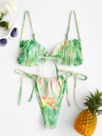 ZAFUL Tie dažai Auspicious Clouds Salotų apdaila su styginiais bikini maudymosi kostiumėliai S žalia