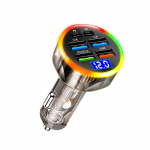 6 prievadų USB automobilinis įkroviklis 4 USB+2 PD greitas įkrovimas PD QC3.0 USB C automobilinio telefono įkroviklis C tipo adapteris skirtas iPhone Samsung Huawei su įtampos ekranu balta