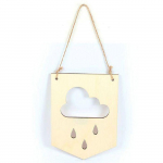 Fanion en bois &agrave; d&eacute;corer - Nuage - 15 x 20 cm