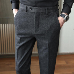 Vyri&scaron;kos vilnonės kelnės eglute, siauro kirpimo - Rudens/žiemos verslo drabužiai 38 (170-180 lbs)