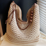 &Scaron;ventinis stilius Pintas krep&scaron;ys Moteri&scaron;kas Vasaros Naujas Mados Tu&scaron;čiaviduris Megztas Rankinis Krep&scaron;ys Didelės Talpos Kelioninis Pirkinių Krep&scaron;ys 38cm*14.5cm*34cm