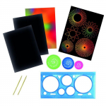 Kit enfant Cartes &agrave; gratter Arc en ciel avec spirographe