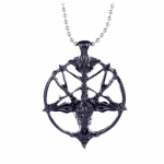 Pentagramos Kaklo Papuo&scaron;alas Kaukolės Ožio Galvos Pakabukas Satanizmas Okultizmas Metalas Vintažinis Sidabrinis Žvaigždė Vyri&scaron;ki Papuo&scaron;alai AVE