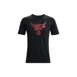 Under Armour &bdquo;Project Rock Brahma Bull Print&ldquo; trumpomis rankovėmis mar&scaron;kinėliai vyri&scaron;ki vir&scaron;utiniai drabužiai, juodi 1371214-001 S