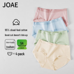 JOAE Super Soft Series Women's Pure Cotton Seamless Mid-Waist Briefs 4-Pack L
